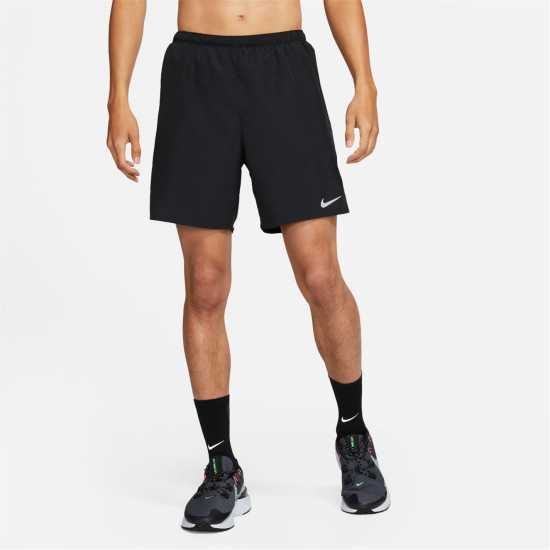 Nike Challenger Men's 2-in-1 Running Shorts Black Мъжко облекло за едри хора