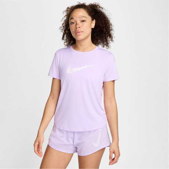 Nike One Swoosh Women's Dri-FIT Short-Sleeve Running Top Лилава Цветене Атлетика