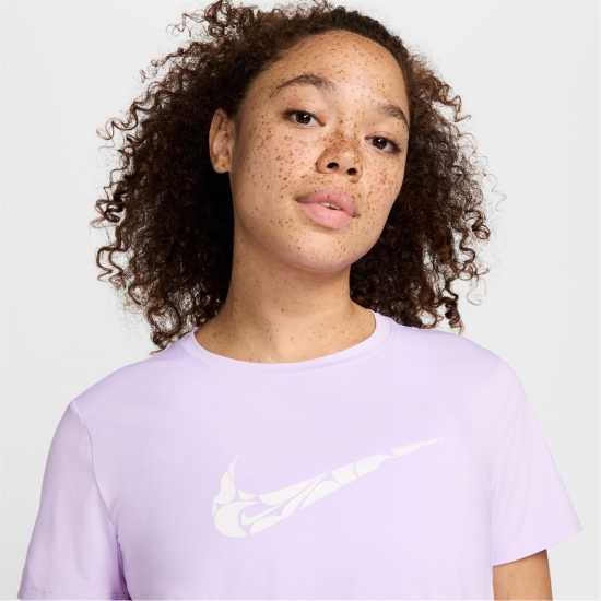 Nike One Swoosh Women's Dri-FIT Short-Sleeve Running Top Лилава Цветене Атлетика