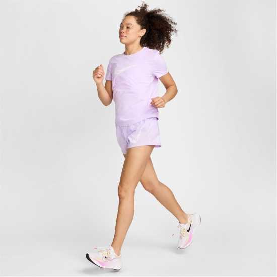 Nike One Swoosh Women's Dri-FIT Short-Sleeve Running Top Лилава Цветене Атлетика