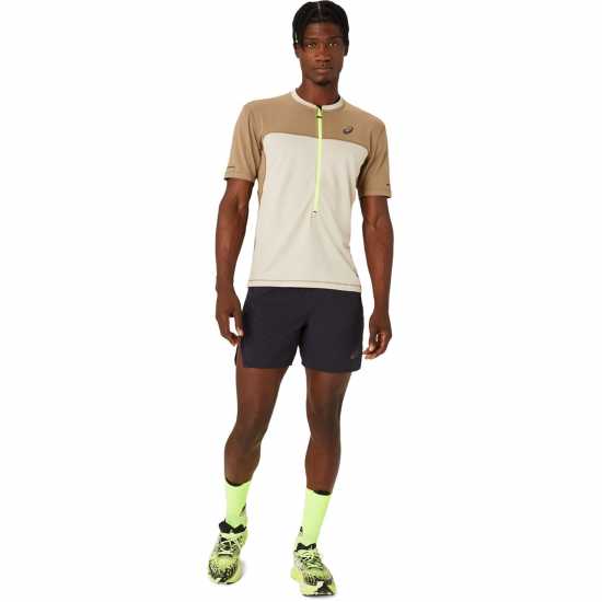 Asics Fuji Short Sleeve Top Sn42 Бежово Мъжки горнища с цип