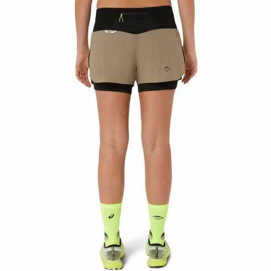 Asics Fuji 2In1 Short Ld42 Бежово/Черно Дамски клинове за фитнес