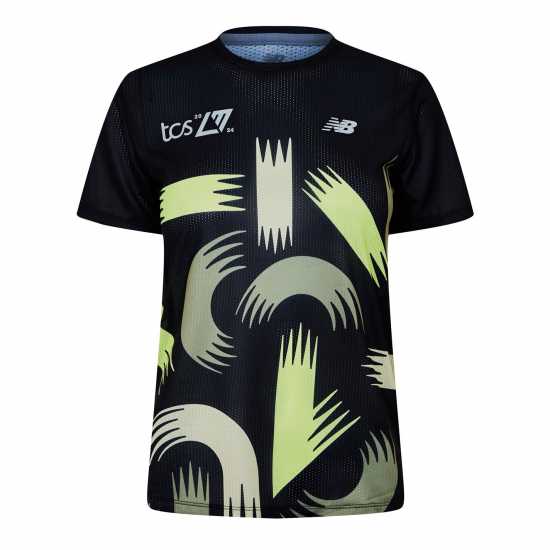 New Balance London Edition Printed Athletics Short Sleeve T-Shirt Womens Черно/Зелено Атлетика