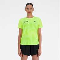 New Balance London Edition Printed Athletics Short Sleeve T-Shirt Womens Жълто печат Атлетика