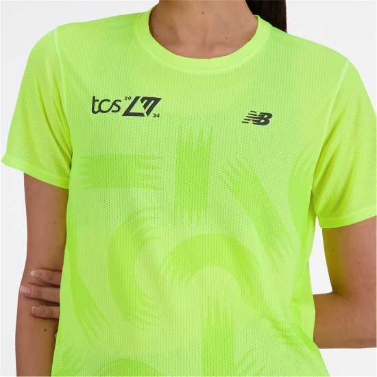 New Balance London Edition Printed Athletics Short Sleeve T-Shirt Womens Жълто печат Атлетика