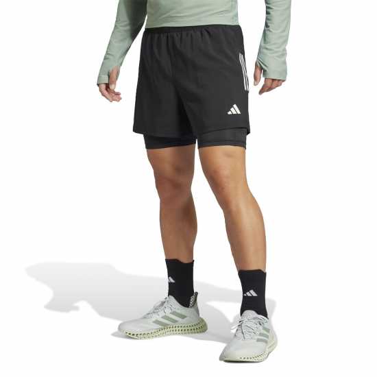 Adidas Мъжки Шорти Own The Run 3-Stripes 2-In-1 Shorts Mens Черно 