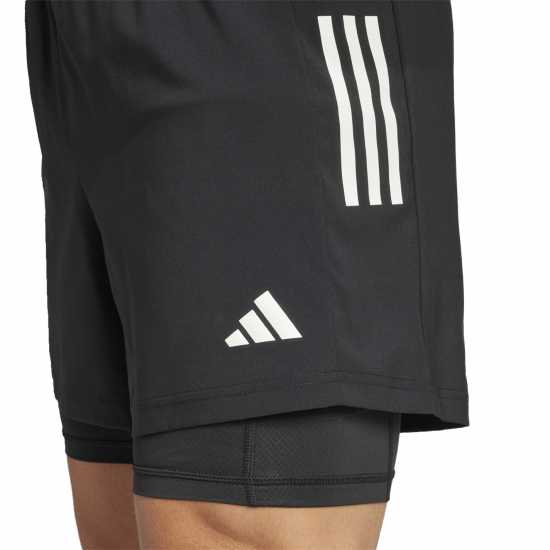 Adidas Мъжки Шорти Own The Run 3-Stripes 2-In-1 Shorts Mens Черно 