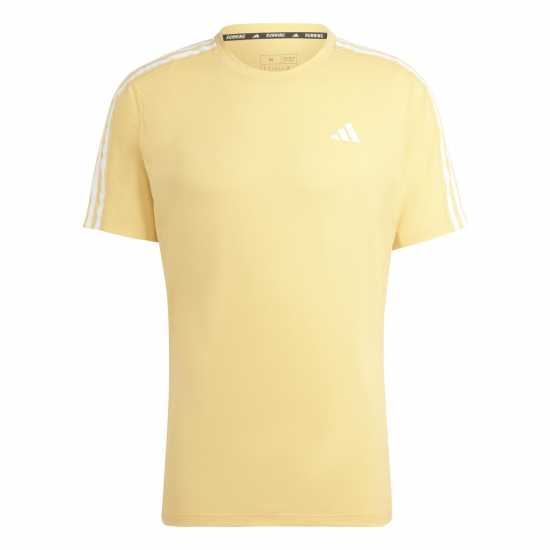 Adidas Мъжка Риза Own The Run 3-Stripes T-Shirt Mens Оранжево/Бяло Атлетика