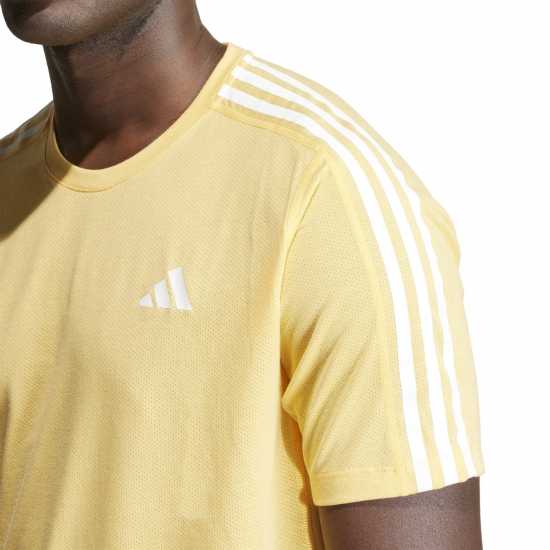 Adidas Мъжка Риза Own The Run 3-Stripes T-Shirt Mens Оранжево/Бяло Атлетика