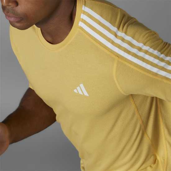 Adidas Мъжка Риза Own The Run 3-Stripes T-Shirt Mens Оранжево/Бяло Атлетика