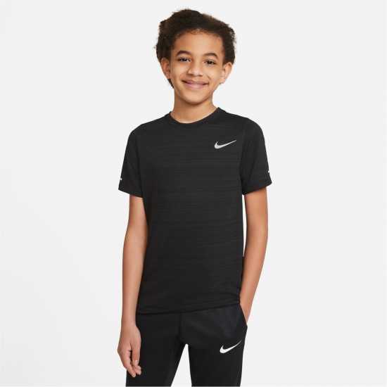 Nike Dri-FIT Miler Big Kids' (Boys') Training Top Черно Атлетика