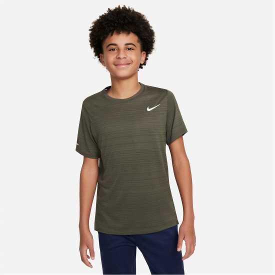 Nike Dri-FIT Miler Big Kids' (Boys') Training Top Кафяво карго Атлетика