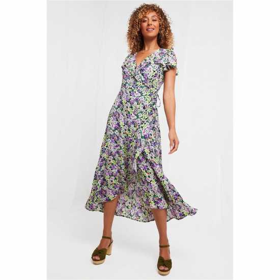 Средна Рокля Joe Browns Francesca Floral Frill Midi Dress  Дамски поли и рокли