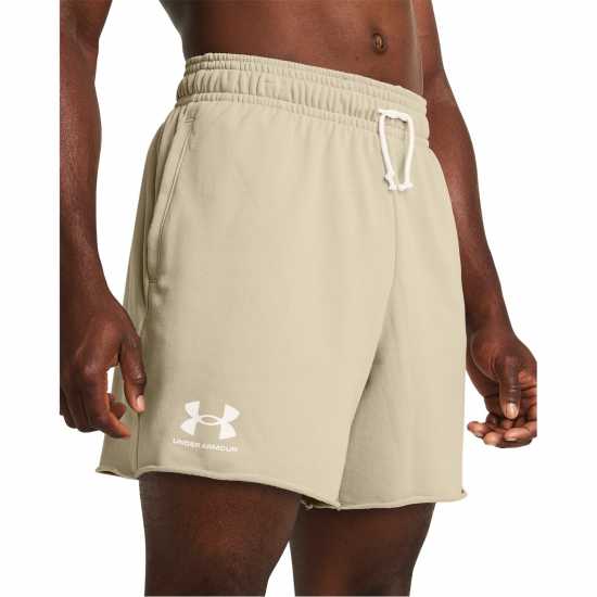 Under Armour Rival Terry 6In Short Кафяво Мъжко облекло за едри хора