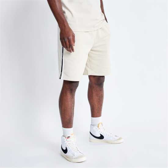 11 Degrees Block Taped Sweat Shorts - Coconut / Stone  