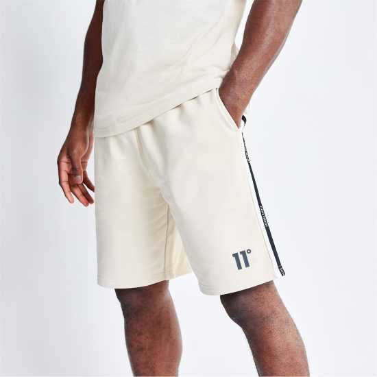 11 Degrees Block Taped Sweat Shorts - Coconut / Stone  