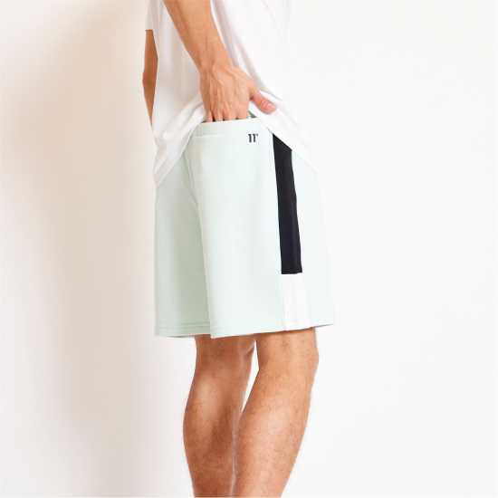 11 Degrees Triple Panel Sweat Shorts - Glacier Green / Black / White  