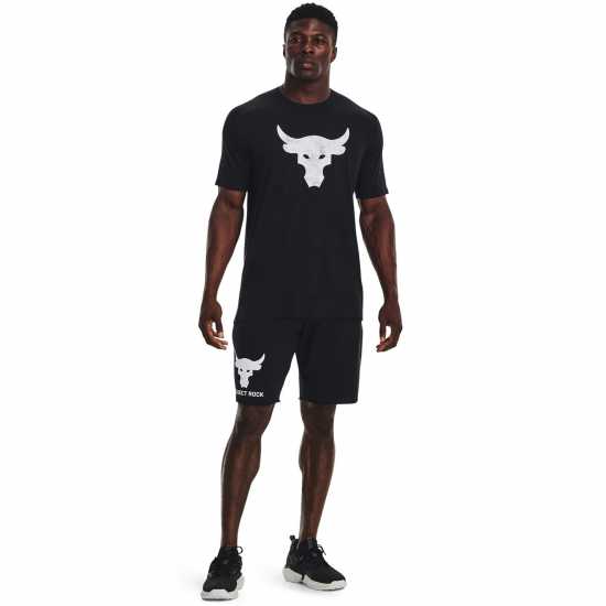 Under Armour Мъжки Къси Панталони За Фитнес Armour Pjt Rck Trry Tri Sts Fam Gym Short Mens Черно/Бяло Мъжко облекло за едри хора