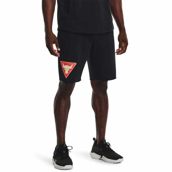 Under Armour Мъжки Къси Панталони За Фитнес Armour Pjt Rck Trry Tri Sts Fam Gym Short Mens Черно/Бело Мъжко облекло за едри хора