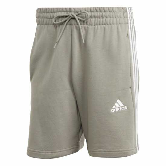 Adidas Мъжки Шорти Полар Essentials 3 Stripe Fleece Shorts Mens Сребристо Камък Мъжко облекло за едри хора