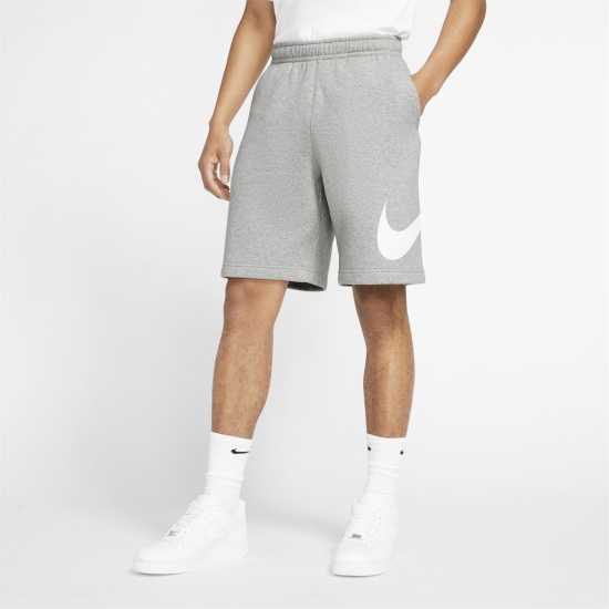 Nike Sportswear Club Men's Graphic Shorts Dk Grey/White Мъжко облекло за едри хора