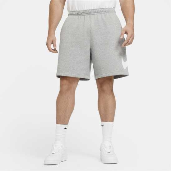 Nike Sportswear Club Men's Graphic Shorts Dk Grey/White Мъжко облекло за едри хора