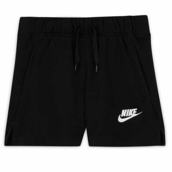 Nike Sportswear Club Big Kids' (Girls') French Terry Shorts Черно/Бяло Детски къси панталони