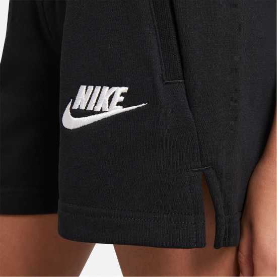 Nike Sportswear Club Big Kids' (Girls') French Terry Shorts Черно/Бяло Детски къси панталони