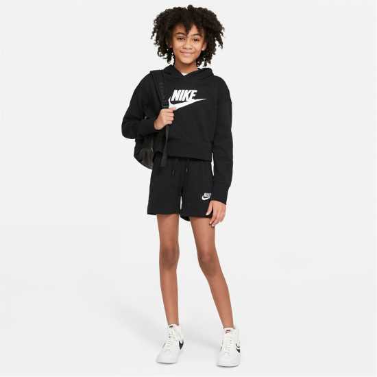 Nike Sportswear Club Big Kids' (Girls') French Terry Shorts Черно/Бяло Детски къси панталони