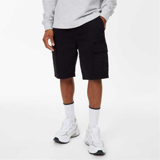 Jack Wills Twill Cargo Shorts Черно Мъжко облекло за едри хора