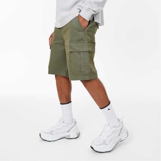 Jack Wills Twill Cargo Shorts Хаки Мъжко облекло за едри хора