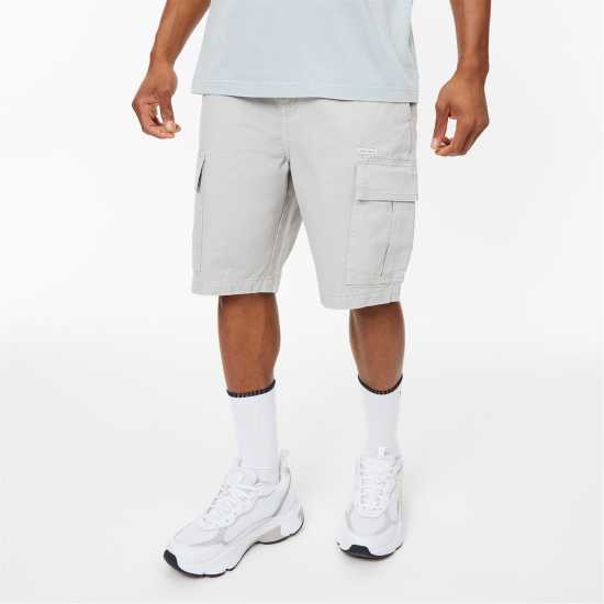 Jack Wills Twill Cargo Shorts Хладно сиво Мъжко облекло за едри хора