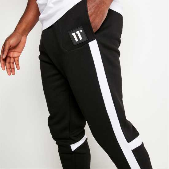 11 Degrees Cut And Sew Regular Fit Joggers - Black / White  Мъжки меки спортни долнища