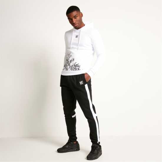 11 Degrees Cut And Sew Regular Fit Joggers - Black / White  Мъжки меки спортни долнища