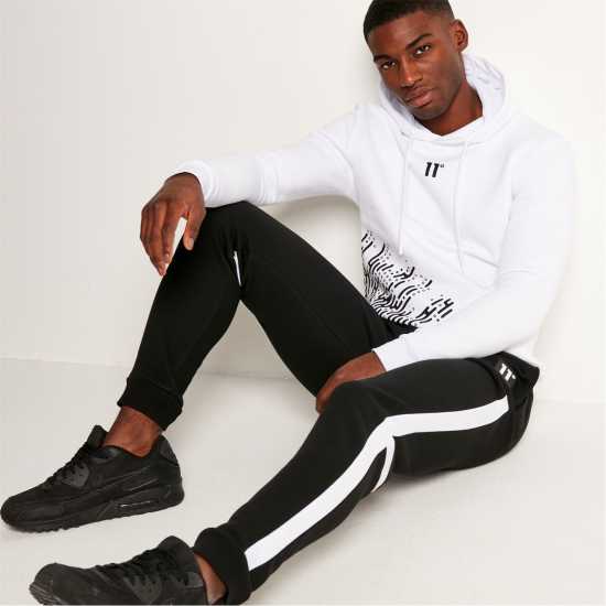 11 Degrees Cut And Sew Regular Fit Joggers - Black / White  Мъжки меки спортни долнища