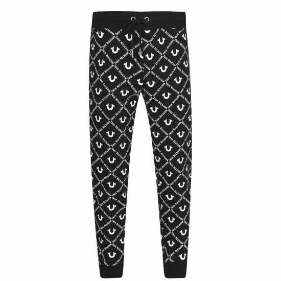 True Religion Allover Logo Joggers Черно/Бяло 