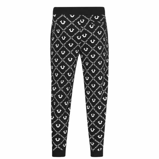 True Religion Allover Logo Joggers Черно/Бяло 