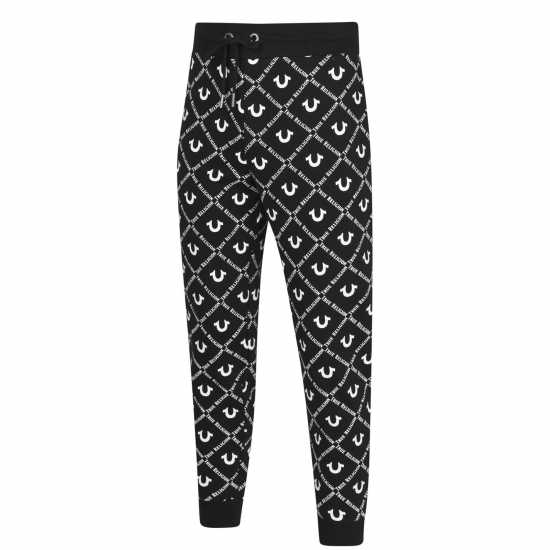 True Religion Allover Logo Joggers Черно/Бяло 