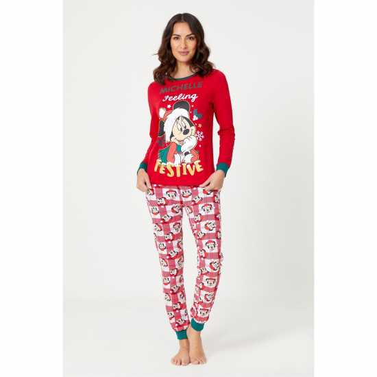 Ladies Mickey Xmas Pyjama Red 8/10  