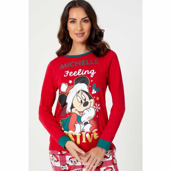 Ladies Mickey Xmas Pyjama Red 8/10  