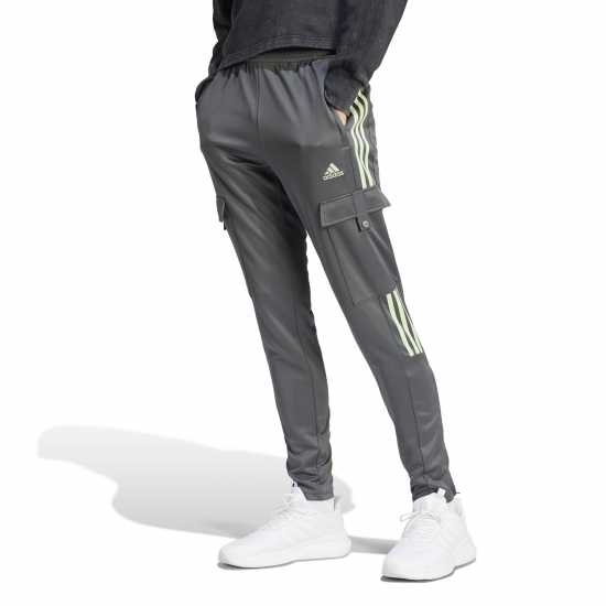 Adidas Мъжки Анцуг Trio Cargo Tracksuit Bottoms Mens Сиво/Зелено Искра Мъжко облекло за едри хора