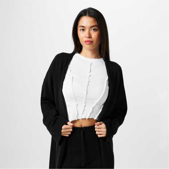 Плетена Жилетка Jack Wills Maxi Length Cardigan Черно Дамски пуловери и жилетки