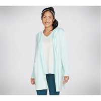 Skechers Плетена Жилетка Long Sleeve Hooded Open Jacket Knit Cardigan Womens Аква Дамски пуловери и жилетки