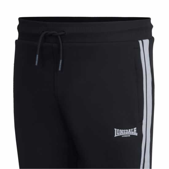 Lonsdale 2 Stripe Tapered Pant Черно Мъжко облекло за едри хора