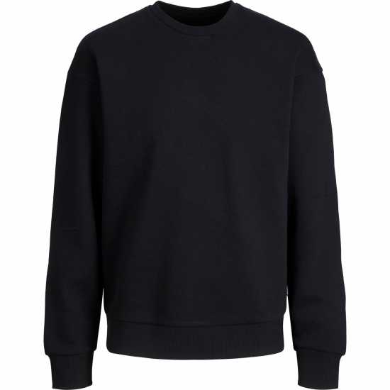 Jack And Jones Мъжки Пуловер Обло Деколте Bradley Crew Sweater Mens Plus Size Черно Мъжко облекло за едри хора