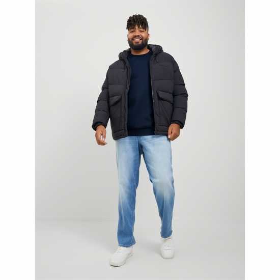 Jack And Jones Мъжки Пуловер Обло Деколте Bradley Crew Sweater Mens Plus Size Нави блейзър Мъжко облекло за едри хора