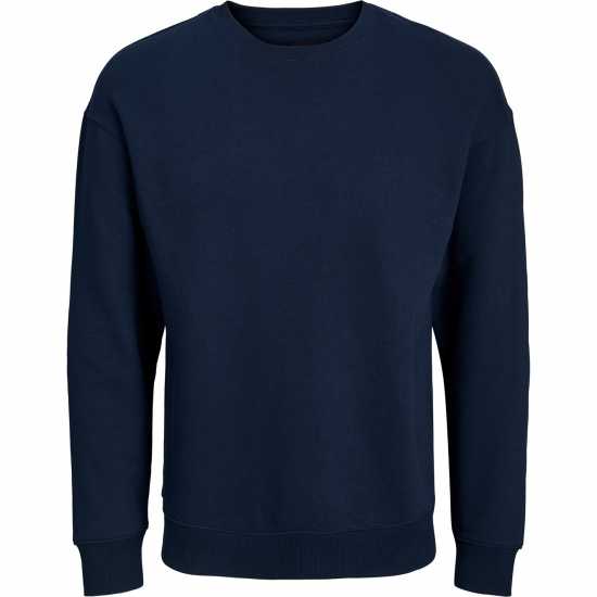 Jack And Jones Мъжки Пуловер Обло Деколте Bradley Crew Sweater Mens Plus Size Нави блейзър Мъжко облекло за едри хора