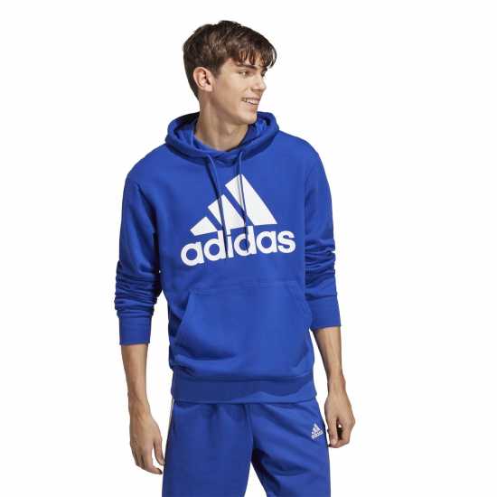 Adidas Essentials French Terry Big Logo Hoodie Полу прозрачен син 