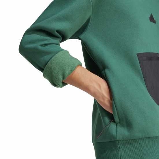 Adidas Мъжка Блуза Полар City Escape Fleece Sweatshirt Mens Колежанско зелено 