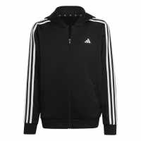 Adidas Train Essentials Aeroready 3-Stripes Regular-Fit Full-Zip Hoodie Черно/Бяло 